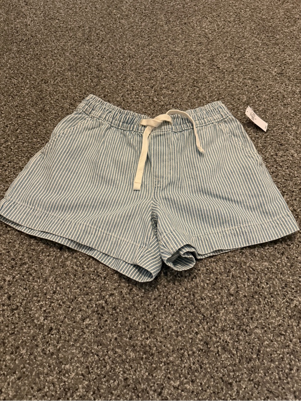 GAP Light Blue and White Striped Jean Shorts